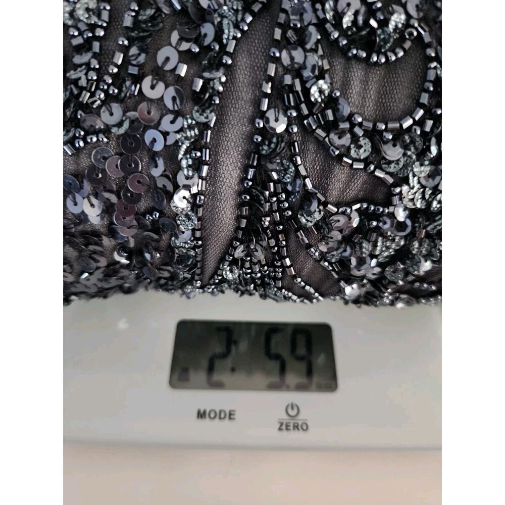 Scala women's Charcoal Sequin Metallic V-Neck Long Flared Sleeve size 14 Euc - Picture 13 of 13